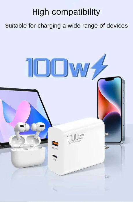 100W Fast Charger Dual - port Usb Type - C Super Fast Charging Head Mobile Phone Adapter Charging Head for Huawei iPhone New 2025 - Emart