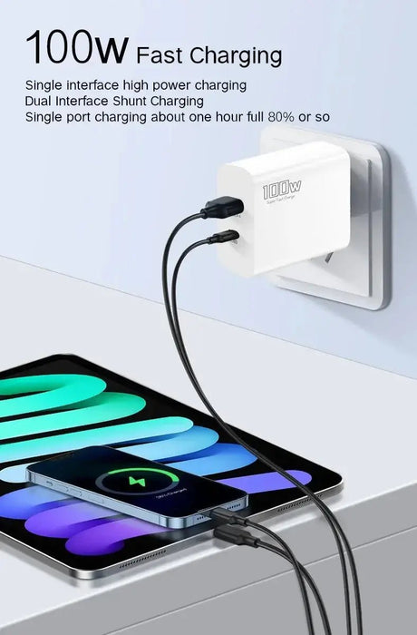 100W Fast Charger Dual - port Usb Type - C Super Fast Charging Head Mobile Phone Adapter Charging Head for Huawei iPhone New 2025 - Emart