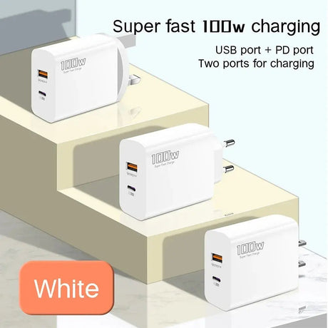 100W Fast Charger Dual - port Usb Type - C Super Fast Charging Head Mobile Phone Adapter Charging Head for Huawei iPhone New 2025 - Emart