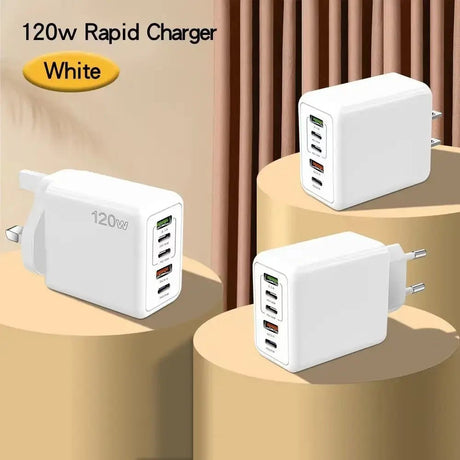 120W 5 in 1 2 USB 3 Type C Quick Charging Fast Wall Charger For iPhone Samsung Xiaomi Huawei Oppo Mobile Phone Adapter - Emart