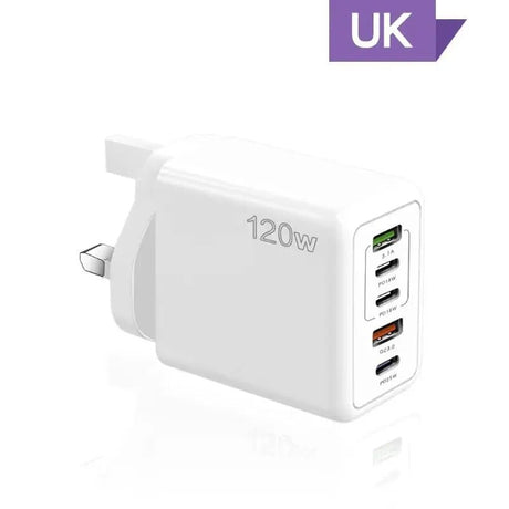 120W 5 in 1 2 USB 3 Type C Quick Charging Fast Wall Charger For iPhone Samsung Xiaomi Huawei Oppo Mobile Phone Adapter - Emart