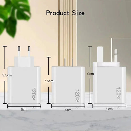 120W 5 in 1 2 USB 3 Type C Quick Charging Fast Wall Charger For iPhone Samsung Xiaomi Huawei Oppo Mobile Phone Adapter - Emart