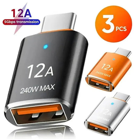 12A USB 3.0 OTG Adapter USB Male To Type C Female Connector Fast Data Transfer Adapters for Samsung Huawei Xiaomi Iphone Adapter - Emart