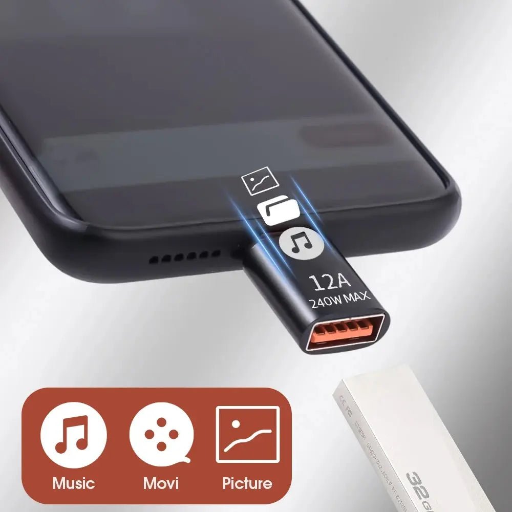 12A USB 3.0 OTG Adapter USB Male To Type C Female Connector Fast Data Transfer Adapters for Samsung Huawei Xiaomi Iphone Adapter - Emart