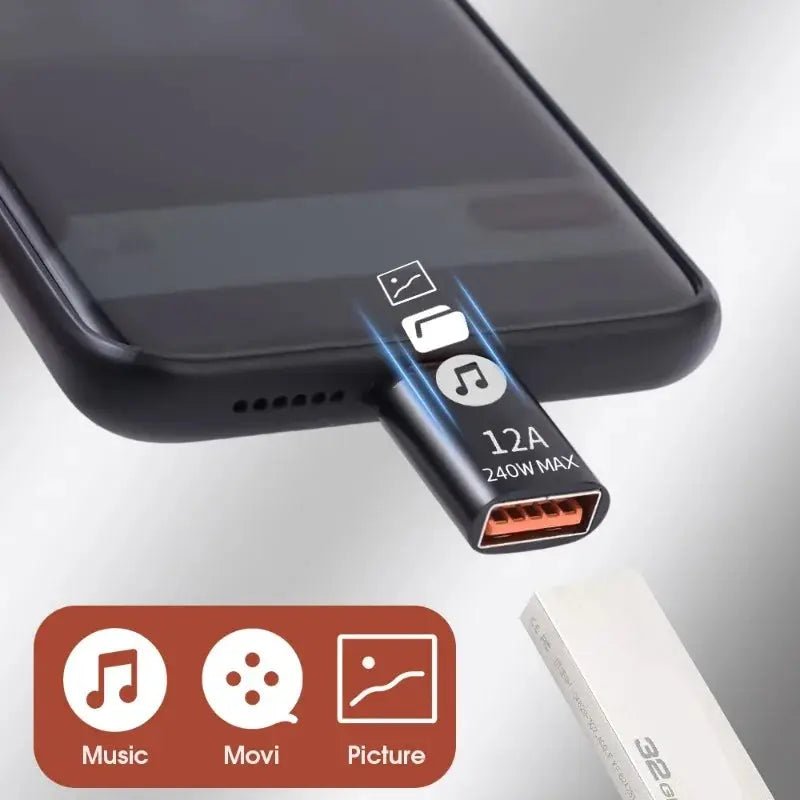 12A USB 3.0 OTG Adapter USB Male To Type C Female Connector Fast Data Transfer Adapters for Samsung Huawei Xiaomi Iphone Adapter - Emart