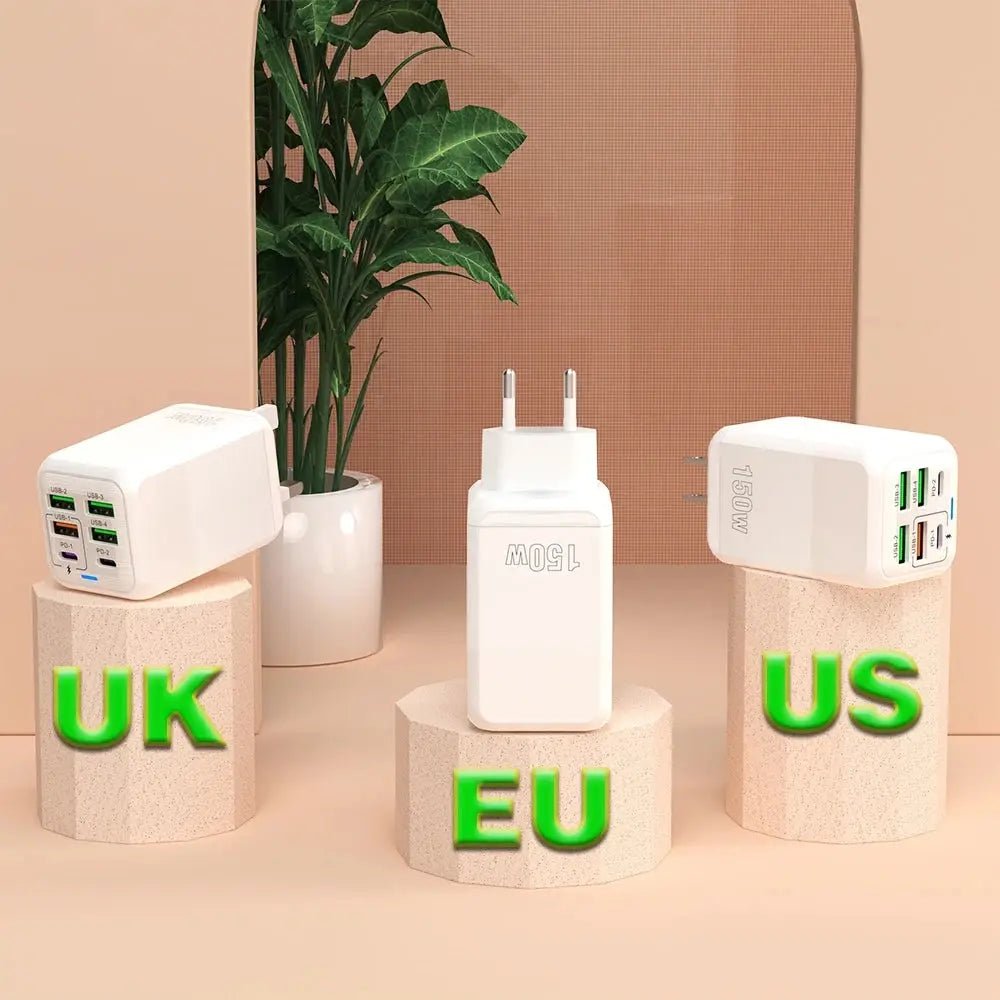 150W 6 Ports Pd QC 4.0 Usb C Fast Charger Wall Adapter Super Fast Charging For Iphone Samsung Ipad Xiaomi Huawei Oneplus Oppo - Emart