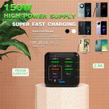 150W 6 Ports Pd QC 4.0 Usb C Fast Charger Wall Adapter Super Fast Charging For Iphone Samsung Ipad Xiaomi Huawei Oneplus Oppo - Emart