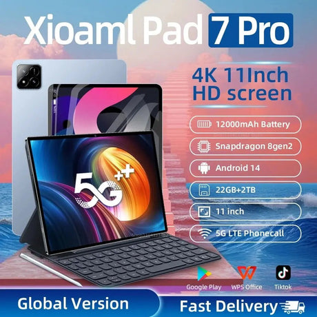 2025 NEW Original Pad 7 Pro 11inch Tablet Android 14 22GB+2TB 20000mAh 5G Dual SIM Bluetooth WiFi HD 4K Screen MI Tablet PC - Emart