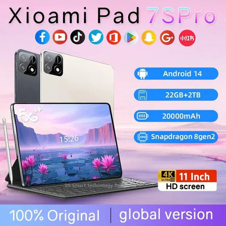 2025 New Tablet PC Pad 7S Pro Original Global Edition snapdragon 22GB+2TB 5G TabletDual SlM WlFl tablet 8gen2Android 14 HD 4K - Emart