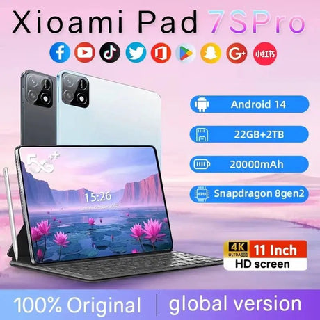 2025 Original Global Version Pad 7S Pro Android 14 Snapdrago 8gen2 Tablet PC 11inch 22GB+2TB 20000mAh GPS 5G Dual SIM WiFi Tab - Emart