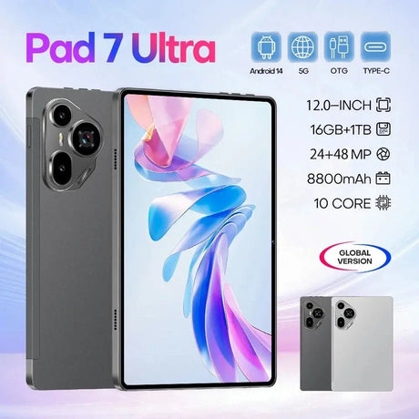 2025 Tablet pad 7 ultra Android 14.0 Brand New 11.0 inch 16GB RAM 1024GB ROM Tablets 48MP 8800mAh 10Core WIFI Bluetooth Network - Emart