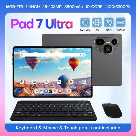 2025 Tablet pad 7 ultra Android 14.0 Brand New 11.0 inch 16GB RAM 1024GB ROM Tablets 48MP 8800mAh 10Core WIFI Bluetooth Network - Emart