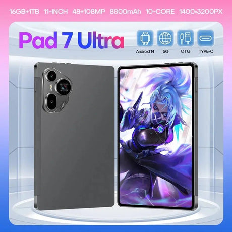 2025 Tablet pad 7 ultra Android 14.0 Brand New 11.0 inch 16GB RAM 1024GB ROM Tablets 48MP 8800mAh 10Core WIFI Bluetooth Network - Emart