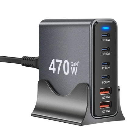 470W 6 - Port GaN Desktop Charger - 4C2A USB - C PD Fast Charge for Phones, Tablets & Laptops - Emart