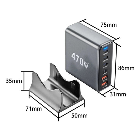 470W 6 - Port GaN Desktop Charger - 4C2A USB - C PD Fast Charge for Phones, Tablets & Laptops - Emart