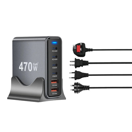 470W 6 - Port GaN Desktop Charger - 4C2A USB - C PD Fast Charge for Phones, Tablets & Laptops - Emart