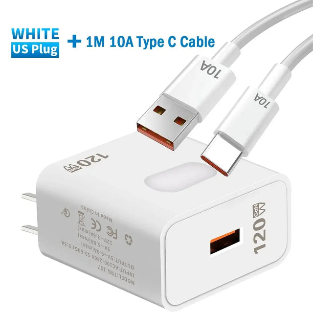 Total 120W GaN USB Charger Quick Charge 3.0 USB Phone Charger Adapter For iPhone Samsung Xiaomi Portable EU/US Plug Wall Charger