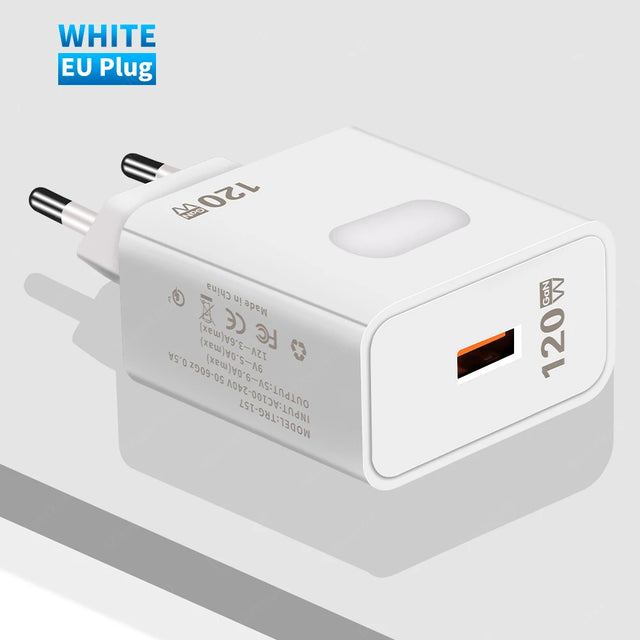 Total 120W GaN USB Charger Quick Charge 3.0 USB Phone Charger Adapter For iPhone Samsung Xiaomi Portable EU/US Plug Wall Charger