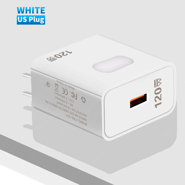 Total 120W GaN USB Charger Quick Charge 3.0 USB Phone Charger Adapter For iPhone Samsung Xiaomi Portable EU/US Plug Wall Charger