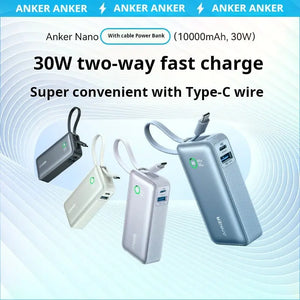 Anker power bank comes with a cable 10000 mAh ultra-large capacity portable power bank A1259 Emart