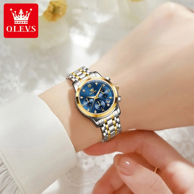 OLEVS Watches Woman 2858 New Multifunctional Quartz Wristwatch Waterproof Watches For Woman Set Bracelet Watch Original Reloj