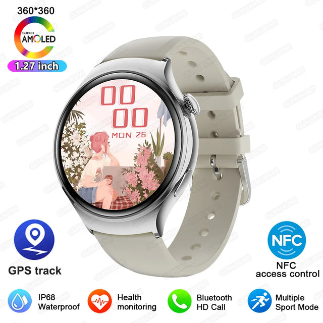 2025 New Lady Fashion Smart Watch women AMOLED HD Screen GPS Sport Heart Rate Bluetooth Call Waterproof Outdoor Smartwatch Women