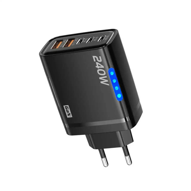 5 in 1 GaN Desktop Charger For IPhone 16 15pro Laptop Samsung 240W Fast Charging Adapter 10A USB To TypeC Cable 3PD 2 SB Charger