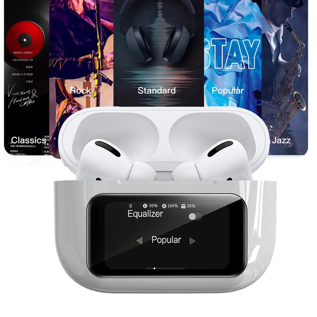 DESERTCAT Wireless Bluetooth Earphones with Display Screen HiFi Sound Low Latency Noise Reduction Headphones for iPhone Android