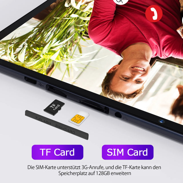 10 Inch Tablet PC with SIM Slot Android 13 64 GB Quad Core Touch Screen