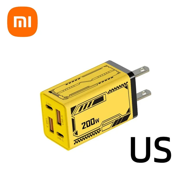 Xiaomi Origina 200W Charger Ultra Fast Charging 4 Ports GaN Wall Charger Usb-c Qc 3.0 Phone Charger Adapter For Samsung Iphone