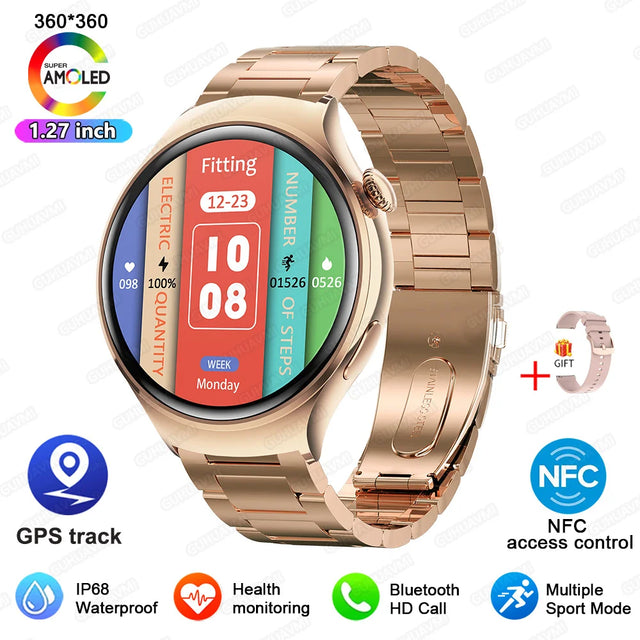 2025 New Lady Fashion Smart Watch women AMOLED HD Screen GPS Sport Heart Rate Bluetooth Call Waterproof Outdoor Smartwatch Women