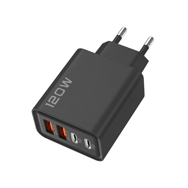 120W 4-Port USB Type C Wall Adapter Quick Charge 3.0 Fast Charger for IPhone Samsung Xiaomi Multi-Device PD Mobile Phone Charger