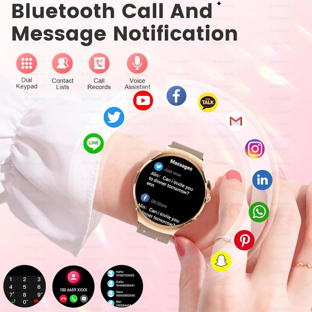 2025 New Lady Fashion Smart Watch women AMOLED HD Screen GPS Sport Heart Rate Bluetooth Call Waterproof Outdoor Smartwatch Women
