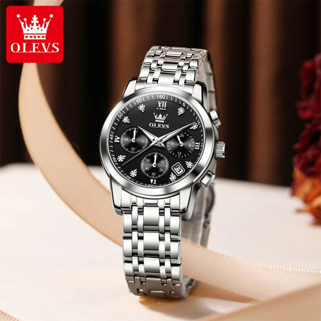 OLEVS Watches Woman 2858 New Multifunctional Quartz Wristwatch Waterproof Watches For Woman Set Bracelet Watch Original Reloj