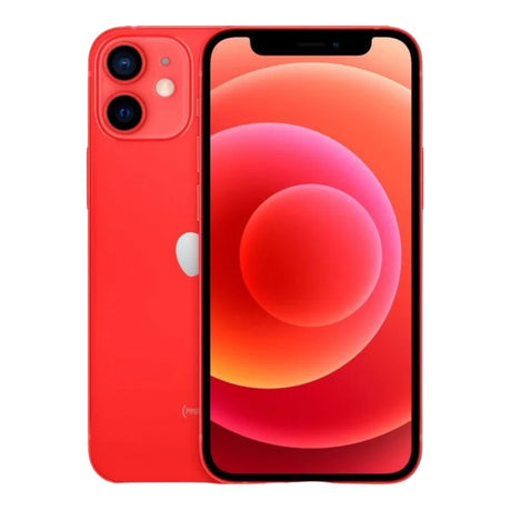 iPhone 12 Mini 64GB Red Unlocked refurbished smartphone showcasing its striking red finish and compact design. Perfect for high-quality smartphone experience.
