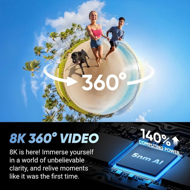 X4 Standard Bundle,Waterproof 8K 360 Action Camera, 4K Wide-Angle Video, Invisible Selfie Stick Effect,AI Editing - Hot-Sell!