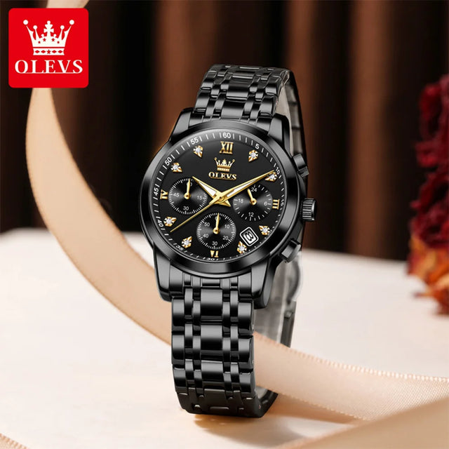 OLEVS Watches Woman 2858 New Multifunctional Quartz Wristwatch Waterproof Watches For Woman Set Bracelet Watch Original Reloj