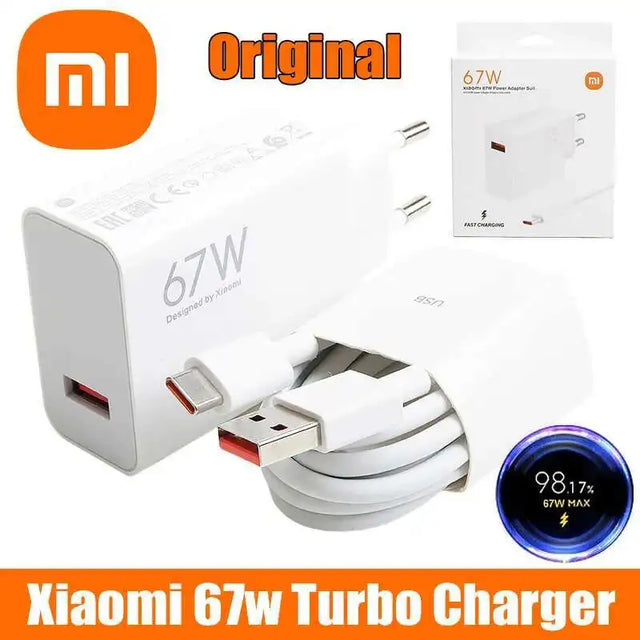 Original  Xiaomi 67W Charger Fast Charging Cargador USB Cable EU Plug Wall Adapter Mi 14 15 Redmi Note 13 12 Pro Turbo Poco F5