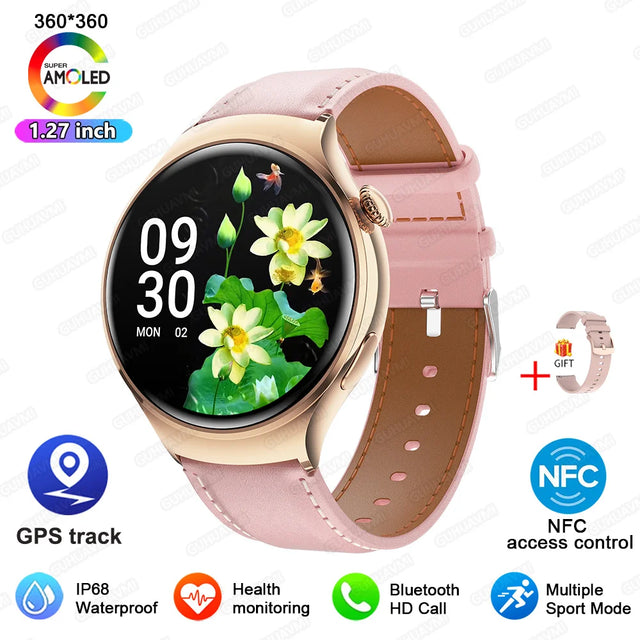 2025 New Lady Fashion Smart Watch women AMOLED HD Screen GPS Sport Heart Rate Bluetooth Call Waterproof Outdoor Smartwatch Women