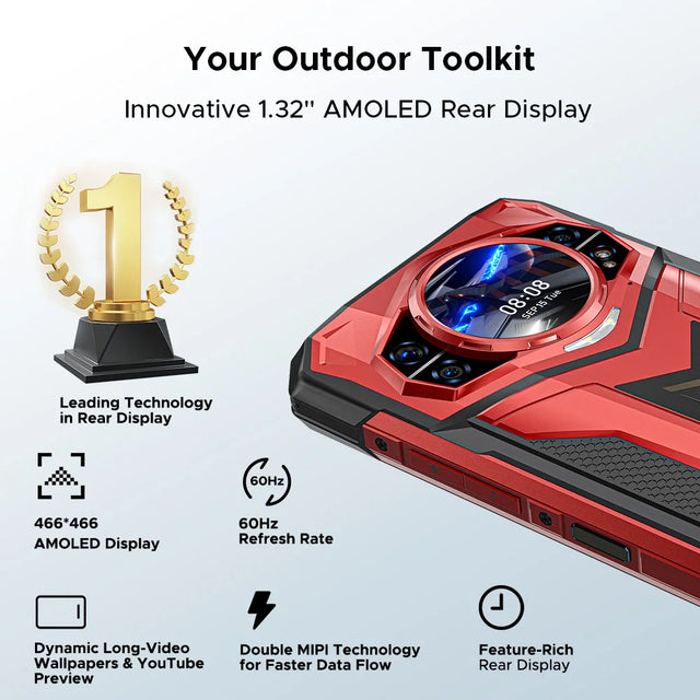 DOOGEE S200 Plus 5G AI Rugged Phone Android 15 Dimensity 7300 1.32" Rear Display 16GB 512GB 6.72'' 11000mAh Battery Smartphone