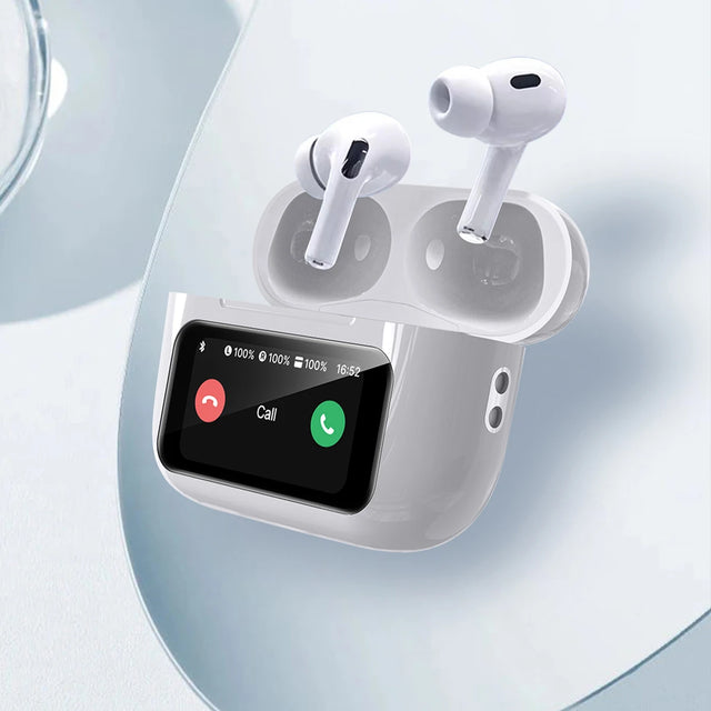 DESERTCAT Wireless Bluetooth Earphones with Display Screen HiFi Sound Low Latency Noise Reduction Headphones for iPhone Android