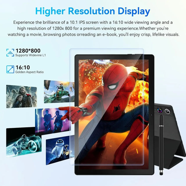 10.1 Inch Tablet Android 14 12GB RAM 64GB ROM Octa Core 5G WiFi Dual Camera with Keyboard Mouse Case Tablets Computer Set