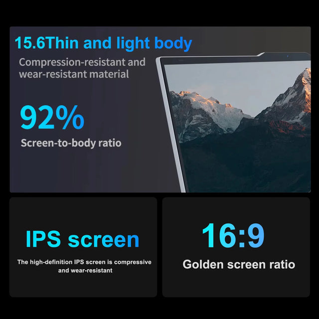 15.6" Ultra Slim Intel Core i7 6500U Laptop Computer Windows 11 16GB