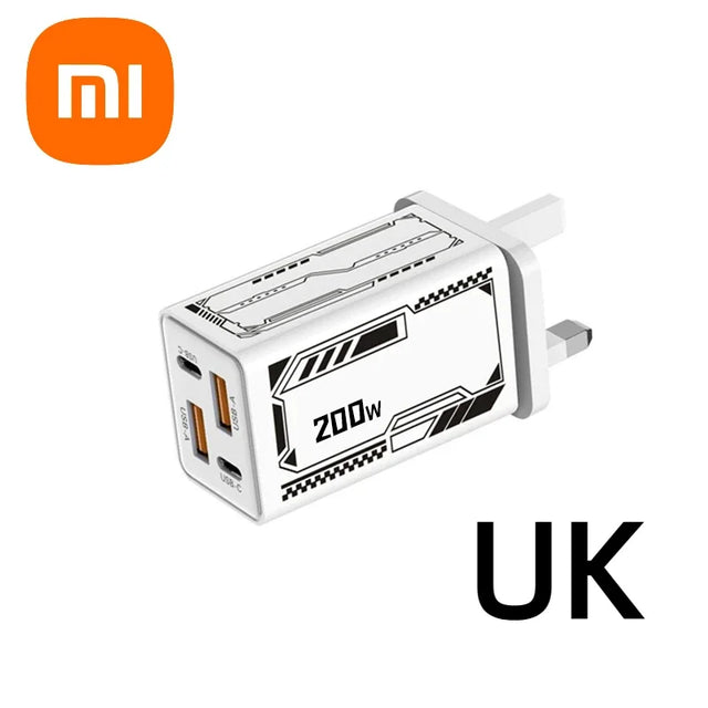 Xiaomi Origina 200W Charger Ultra Fast Charging 4 Ports GaN Wall Charger Usb-c Qc 3.0 Phone Charger Adapter For Samsung Iphone