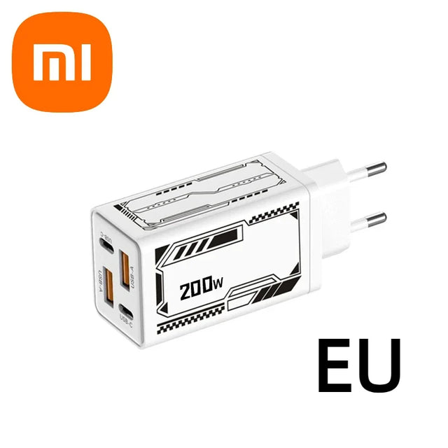Xiaomi Origina 200W Charger Ultra Fast Charging 4 Ports GaN Wall Charger Usb-c Qc 3.0 Phone Charger Adapter For Samsung Iphone