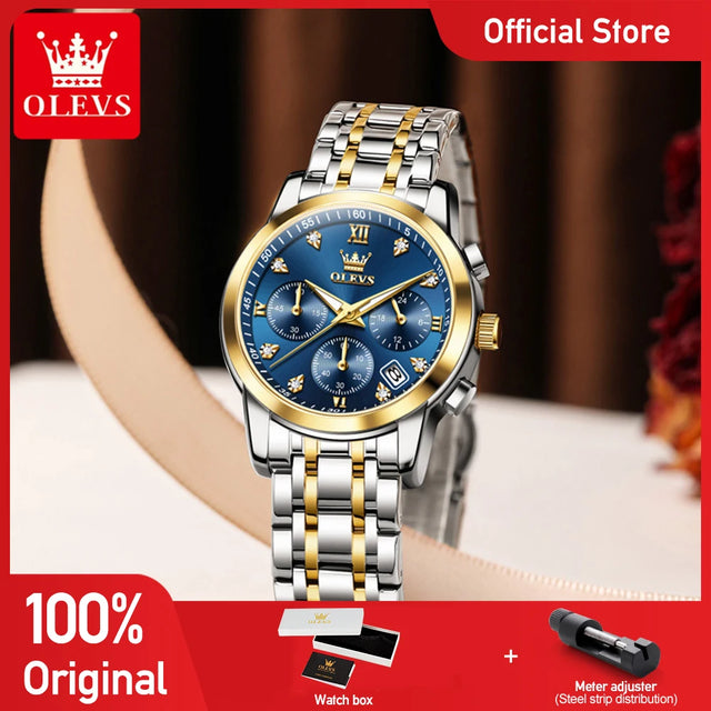 OLEVS Watches Woman 2858 New Multifunctional Quartz Wristwatch Waterproof Watches For Woman Set Bracelet Watch Original Reloj