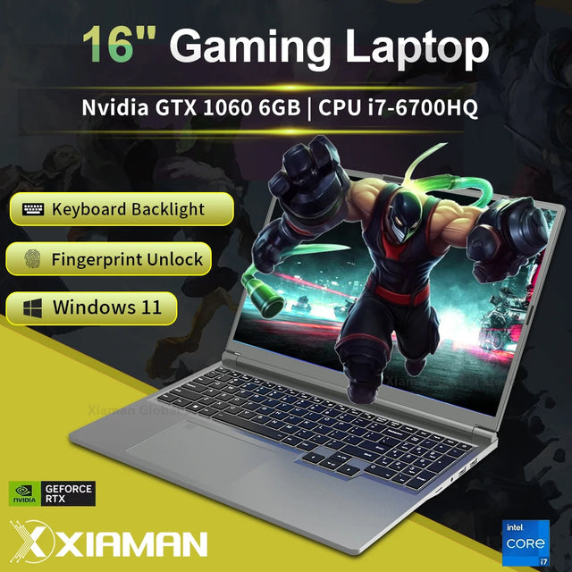 Xiaman 16 inch Gaming Laptop intel Core i7-6700HQ GTX 1060 IPS 1920*1200