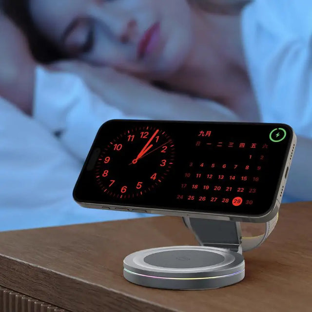 Phone Charger Stand Anti-Skid Magnetic Charger Charging Dock Zinc Alloy Phone Watch Charging Stand With 360 Rotation Design