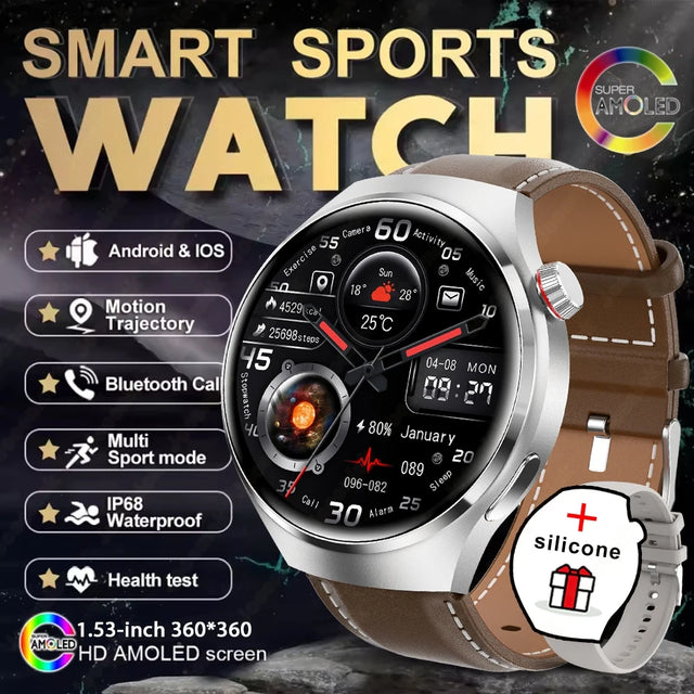 2025 New For HUAWEI GT Series Smart Watch Men AMOLED Screen Heart Rate Health Monitoring Bluetooth Call Business Smartwatch Man