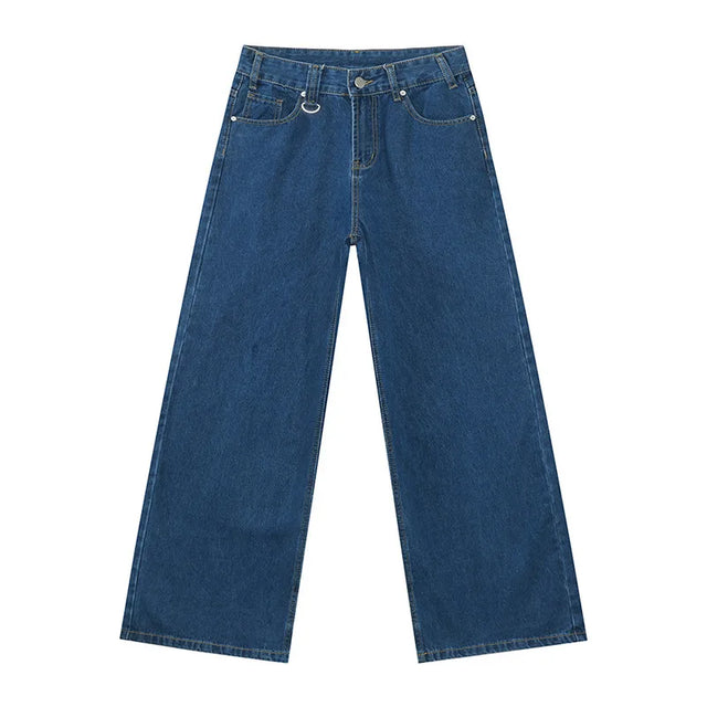IEFB Summer Men's Denim Pants Old Blue Washed Male Jeans Straight Casual Menwear Loose Wide Leg Trousers New Fashion 9C354